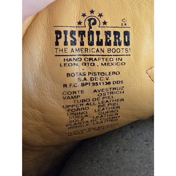 Pistolero Mens Cowboy Boots Rodeo Wear Brown Tan Ostrich Skin Botas Size 7.5 main image 7
